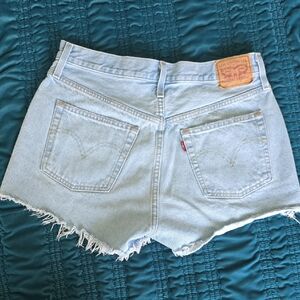 Levi's Blue Jean Shorts Distressed Frayed Hem